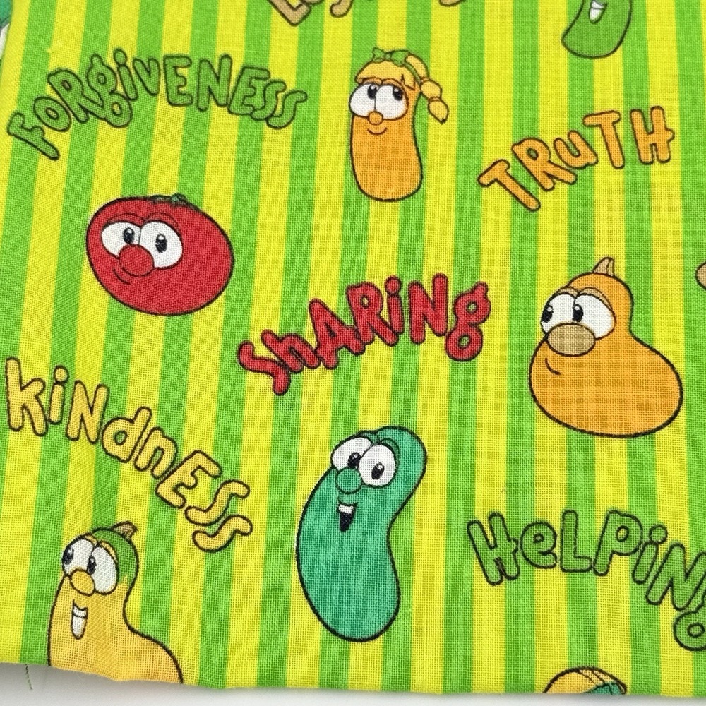 Y2K VeggieTales Cotton Fabric 1 Yard 46 wide Bob Larry Values Sewing Quilt